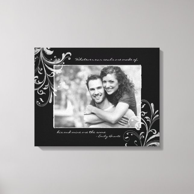 Black and White Floral Photo Template Picture Canvas Print (Front)