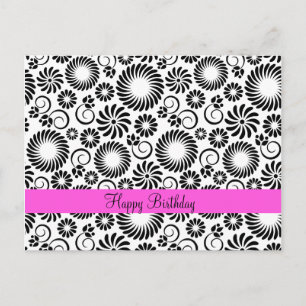 Black and white floral Postcard