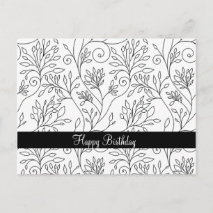 Black and white floral Postcard