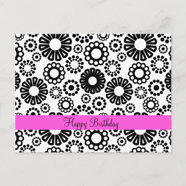 Black and white floral Postcard (Front)
