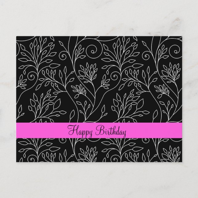 Black and white floral Postcard (Front)