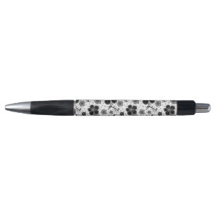 Black and White Floral Print Pen