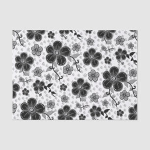 Black and White Floral Print Tissue Paper