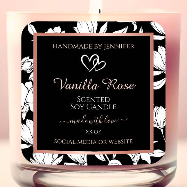 Black and White Floral Product Labels Rose Gold (Creator Uploaded)