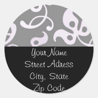 Black and White Floral Return Adress Sticker