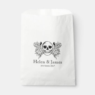 Black and white floral skull treat bag