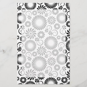 Black and white floral Stationery
