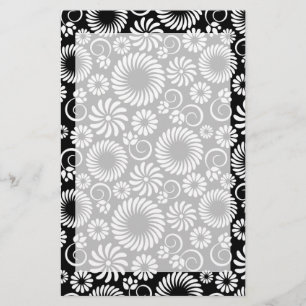 Black and white floral Stationery