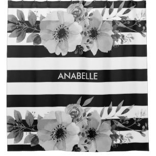 Black and White Floral Stripes