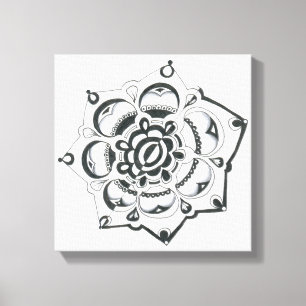 Black and White Floral Symmetry Canvas Print