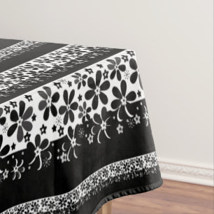 Black and white floral tablecloth