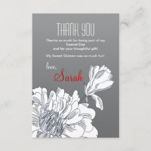 Black and White Floral Thank You Card