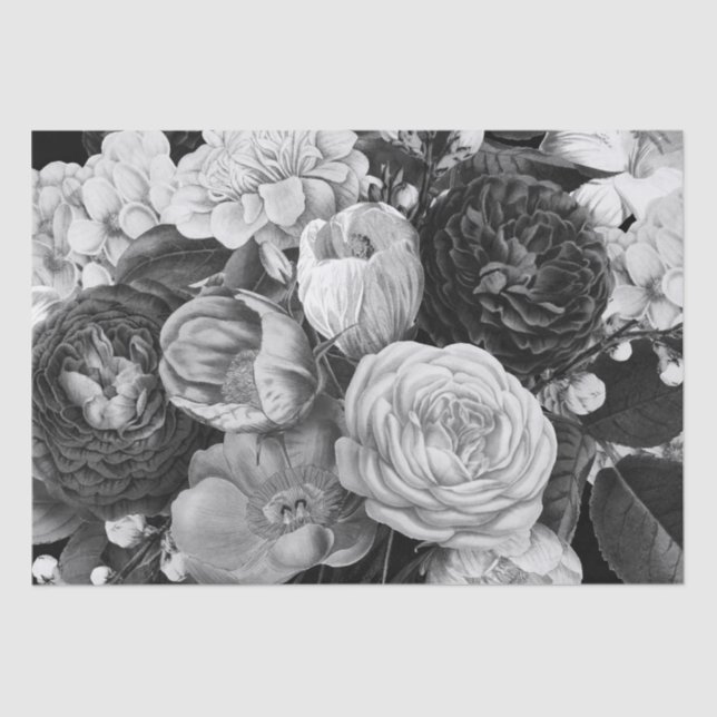 Black and White Floral Tissue Paper (Front)