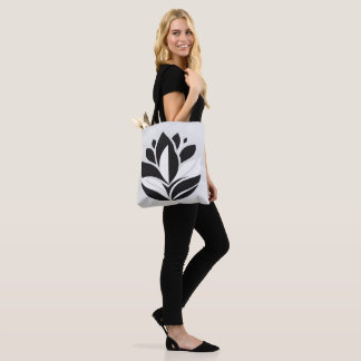 Black and white Floral Tote Bag