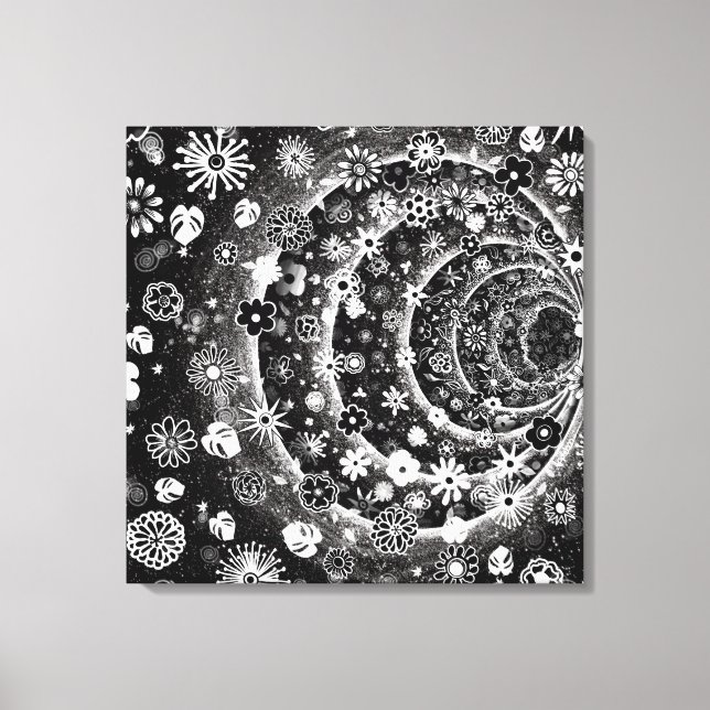 Black and white floral tunnel design canvas print (Front)