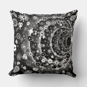 Black and white floral tunnel design  throw pillow