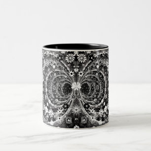 Black and white floral tunnel design  Two-Tone coffee mug