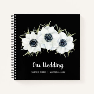 Black and White Floral Wedding Guest Book