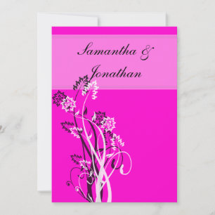 Black and White Floral Wedding Invitation