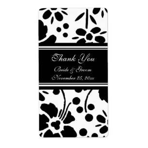 Black and White Floral Wedding Labels