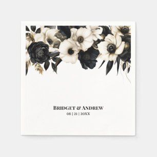 Black and White Floral Wedding Napkin