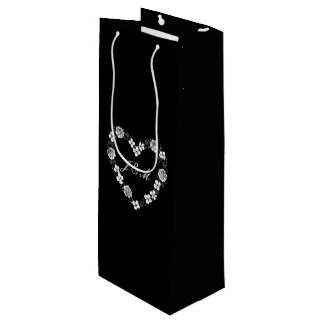  Black and White Floral Wedding Wine Gift Bag