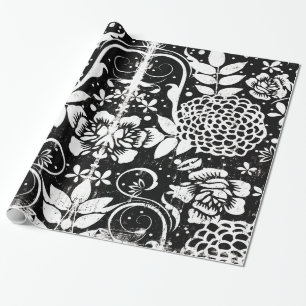Black and White Floral Wrapping Paper