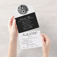 Black and White Floral Yin Yang Wedding