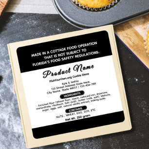Black and white Florida cottage food label