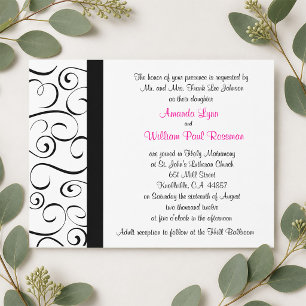 Black and White Flourish Wedding Invitation