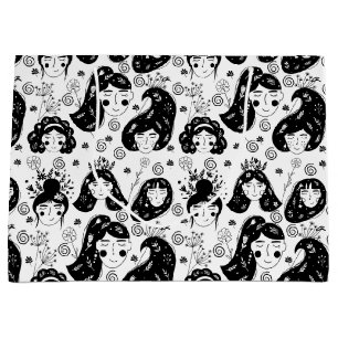Black and White Flower Child Girl Gift Bag