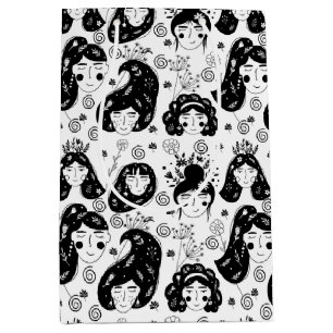 Black and White Flower Child Girl Gift Bag