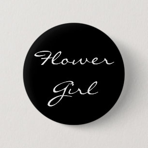Black and White Flower Girl Button