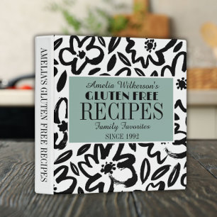Black and white flower modern recipe Binder