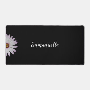 Black and White Flower Personalized Desk Mat