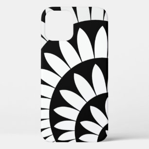 Black and White Flower Petals iPhone 12 Case