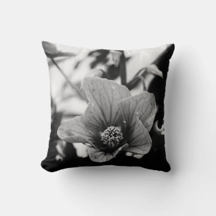 Black and White Flower Photography Throw Pillow