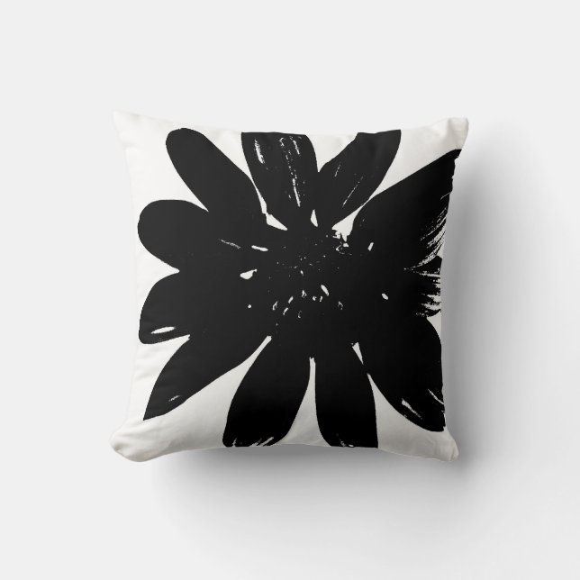 Black and White Flower Pillow (Front)