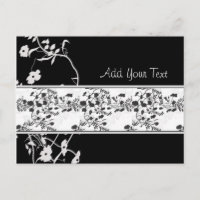 BLACK AND WHITE FLOWER SCROLL
