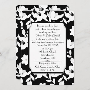 Black and White Flower Vow Renewal Invitation