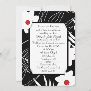 Black and White Flower Vow Renewal Wedding Invitation