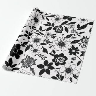 Black and White Flower Wrapping Paper