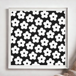 Black and White Flower Y2K Pattern Poster