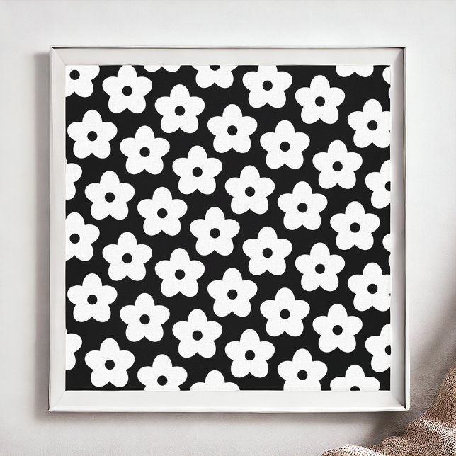 Black and White Flower Y2K Pattern Poster (Creator Uploaded)