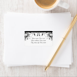 Black and White Flowering Vines   Custom Address Label