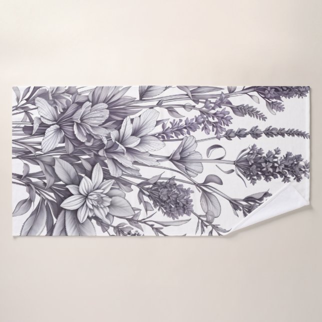 Black and White Flowers (Serviette de bain)