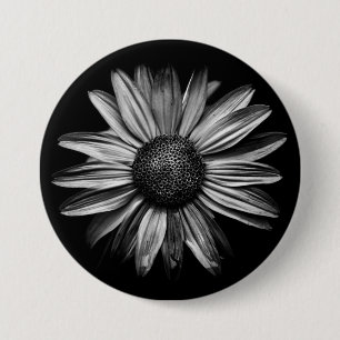 Black And White Flowers 18 3 Inch Round Button