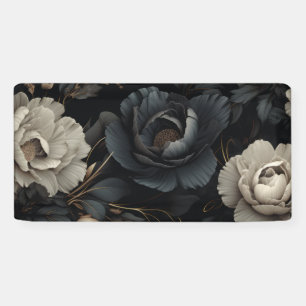 Black and White Flowers Banner