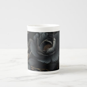 Black and White Flowers Bone China Mug
