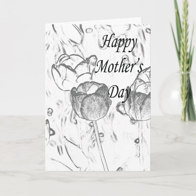 Black and white flowers card (Front)